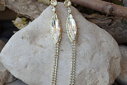 Wedding Earrings. Rebeka Bridal Earrings. Tassel Earrings. Statement Earrings. Silk Jewelry. Chain Earrings. Evening Crystal Earrings.