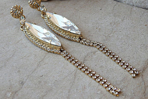 Wedding Earrings. Rebeka Bridal Earrings. Tassel Earrings. Statement Earrings. Silk Jewelry. Chain Earrings. Evening Crystal Earrings.