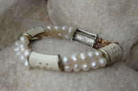 Wedding Fresh Water Of Beaded Pearl Bracelet. White Enamel Bracelet. Bridal Dainty Pearl Bracelet.natural Bracelet. Bride Vintage Jewelry
