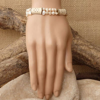 Wedding Fresh Water Of Beaded Pearl Bracelet. White Enamel Bracelet. Bridal Dainty Pearl Bracelet.natural Bracelet. Bride Vintage Jewelry