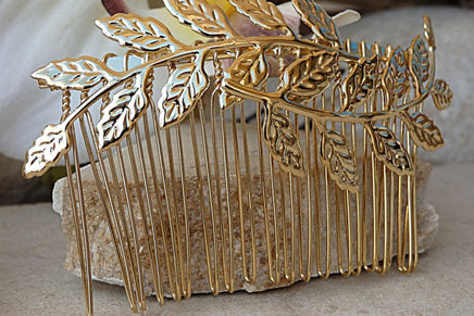 Wedding Hair Piece. Gold Hair Comb