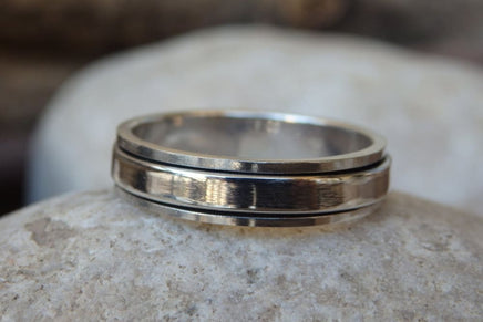 Wedding Spinner Ring. Sterling Silver Band Spinner Ring. Fidget Ring. 925 Sterling Silver Ring. Wedding Silver Ring. Mens Womens Band Ring