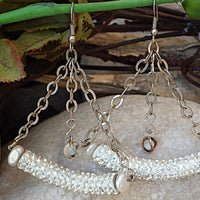 White Big Wedding Earrings. Oversized Dangle Earrings. Clear Crystal Earrings. Rhinestone Pearl Dangle Earrings. Silver Crystal Earrings