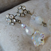 White Earrings. Beaded Earrings. Bridal White Earrings. Pearl And Rebeka Earrings. Stud And Dangle Earrings. Delicate Earrings. Wedding