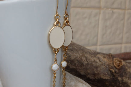 White Enamel Drop Earrings