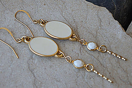 White Enamel Drop Earrings