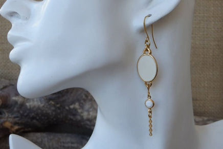 White Enamel Drop Earrings