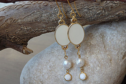 White Enamel Earrings