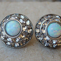 White Opal Circular Earrings