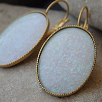 White Opal Earrings. Bridal Drop Earrings. Oval Wedding Earrings. October Birthstone Jewelry. Fire Opal Earrings. Opal Gemstone Earrings