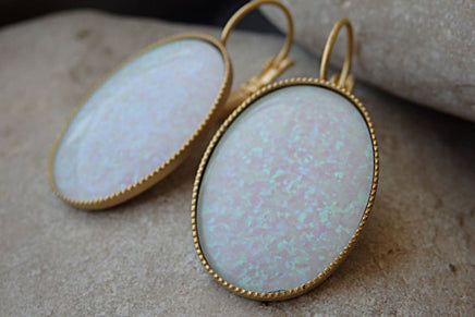 White Opal Earrings. Bridal Drop Earrings. Oval Wedding Earrings. October Birthstone Jewelry. Fire Opal Earrings. Opal Gemstone Earrings