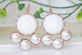 White Opal Earrings