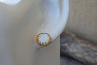 White Opal Gold Earrings