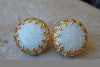 White Opal Gold Earrings