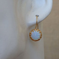 White Opal Gold Earrings For Bride Earrings