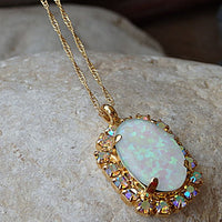 White Opal Gold Necklace