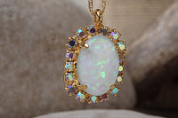 White Opal Gold Necklace