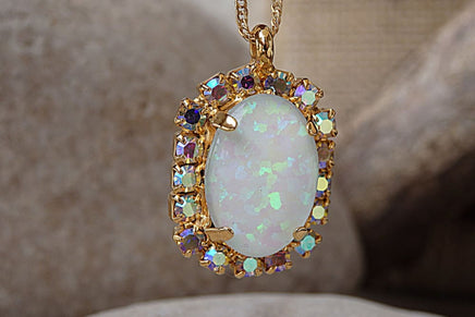 White Opal Gold Necklace