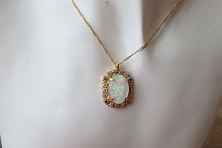 White Opal Gold Necklace