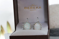 White Opal Silver Earrings