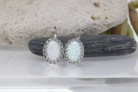 White Opal Silver Earrings