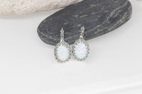 White Opal Silver Earrings