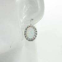 White Opal Silver Earrings