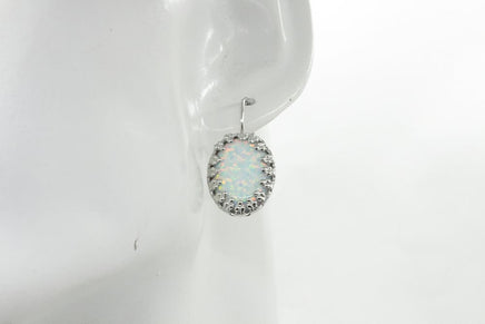 White Opal Silver Earrings