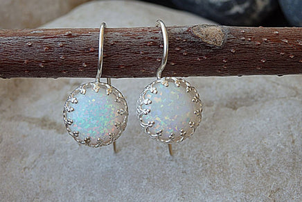 White Opal Silver Earrings For Bride Earrings