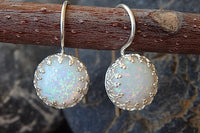 White Opal Silver Earrings For Bride Earrings