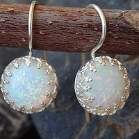 White Opal Silver Earrings For Bride Earrings