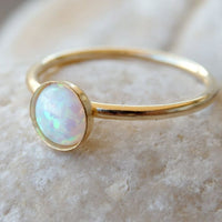 White Opal Silver Ring