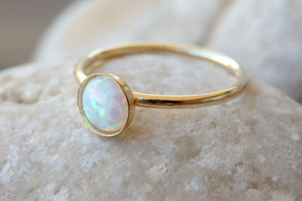 White Opal Silver Ring