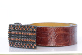 Womens Belt. Leather Belt. Chunky Leather Belt. Brown Leather Belt. Belt For Woman With Crystals Studs. Art Deco Western Belt. Bling Belt