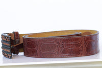 Womens Belt. Leather Belt. Chunky Leather Belt. Brown Leather Belt. Belt For Woman With Crystals Studs. Art Deco Western Belt. Bling Belt