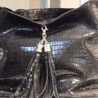 Womens Black Leather Handbag. Leather Tote. Black Leather Purse. Snake Leather Tote With Zipper. Ladies Tote. Shoulder Leather Black Bag.