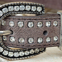 Womens Suede Leather Belt. Brown Leather Belt. Leather Belt. Crystal Leather Belt With Crystals Studs. Rhinestone Belt. Crystal Buckle Belt
