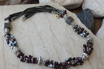 Yoga Necklace. Yoga Jewelry. Beaded Necklace.hameitite Garnet Beads Necklace. Gemstone Jewelry For Unique Women. Layered Beaded Necklace.